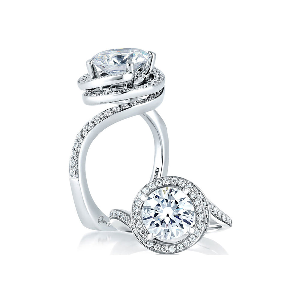 A.Jaffe Diamond Spiral Halo Swirl Engagement Ring MES433/92