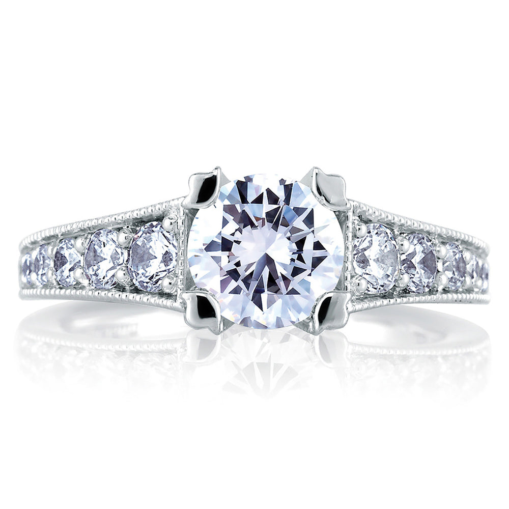 A.Jaffe Classic Milgrain Double Prong Diamond Engagement Ring MES441/155