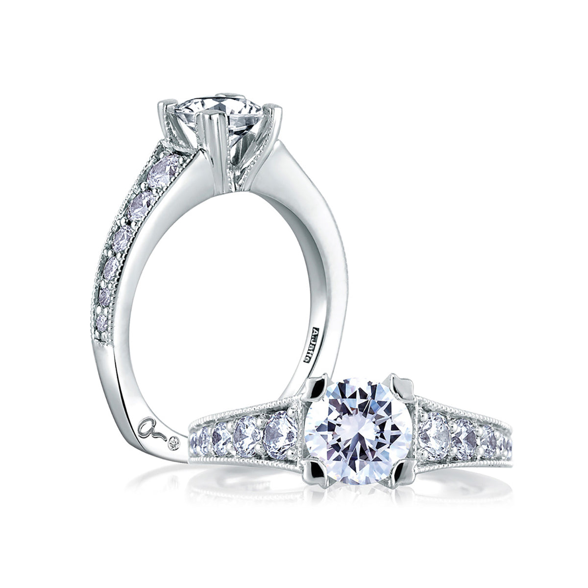 A.Jaffe Classic Milgrain Double Prong Diamond Engagement Ring MES441/155