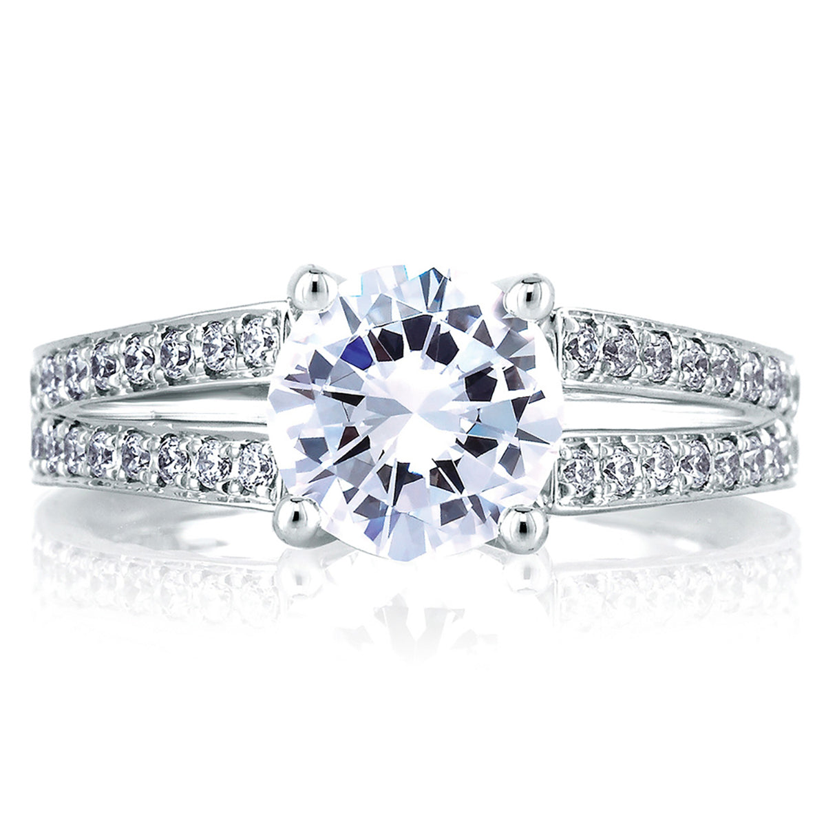 A.Jaffe Split Shank Peacock Engraved Diamond Engagement Ring MES452/196