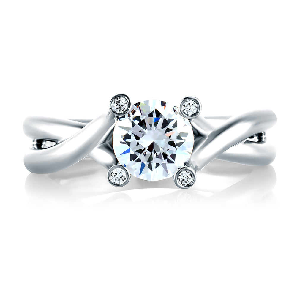 A.Jaffe Twisted Vine Bubble Prong Solitaire Diamond Engagement Ring MES463/128