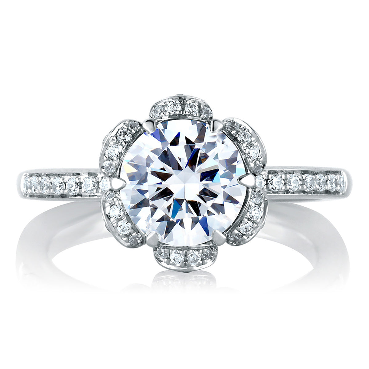 A.Jaffe Nature Inspired Tulip Halo Diamond Engagement Ring MES560/155