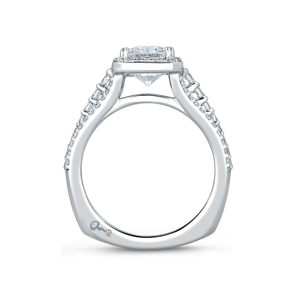 A.Jaffe Regal Triple Split Emerald Halo Diamond Engagement Ring MES568/162