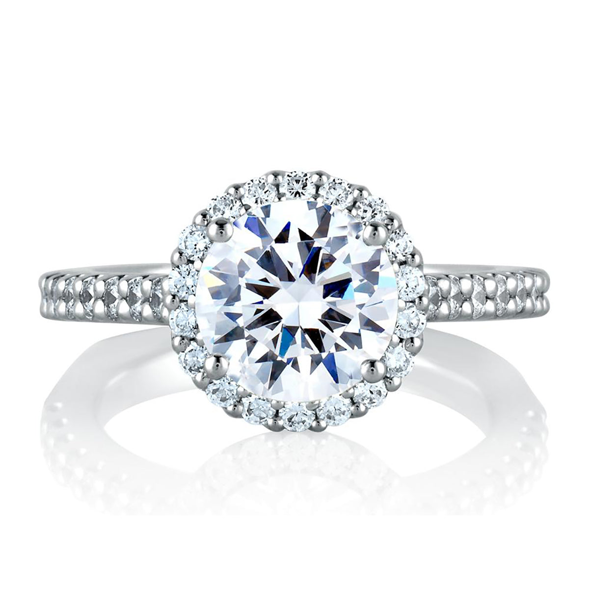 A.Jaffe Signature Round Halo Diamond Engagement Ring MES569/110
