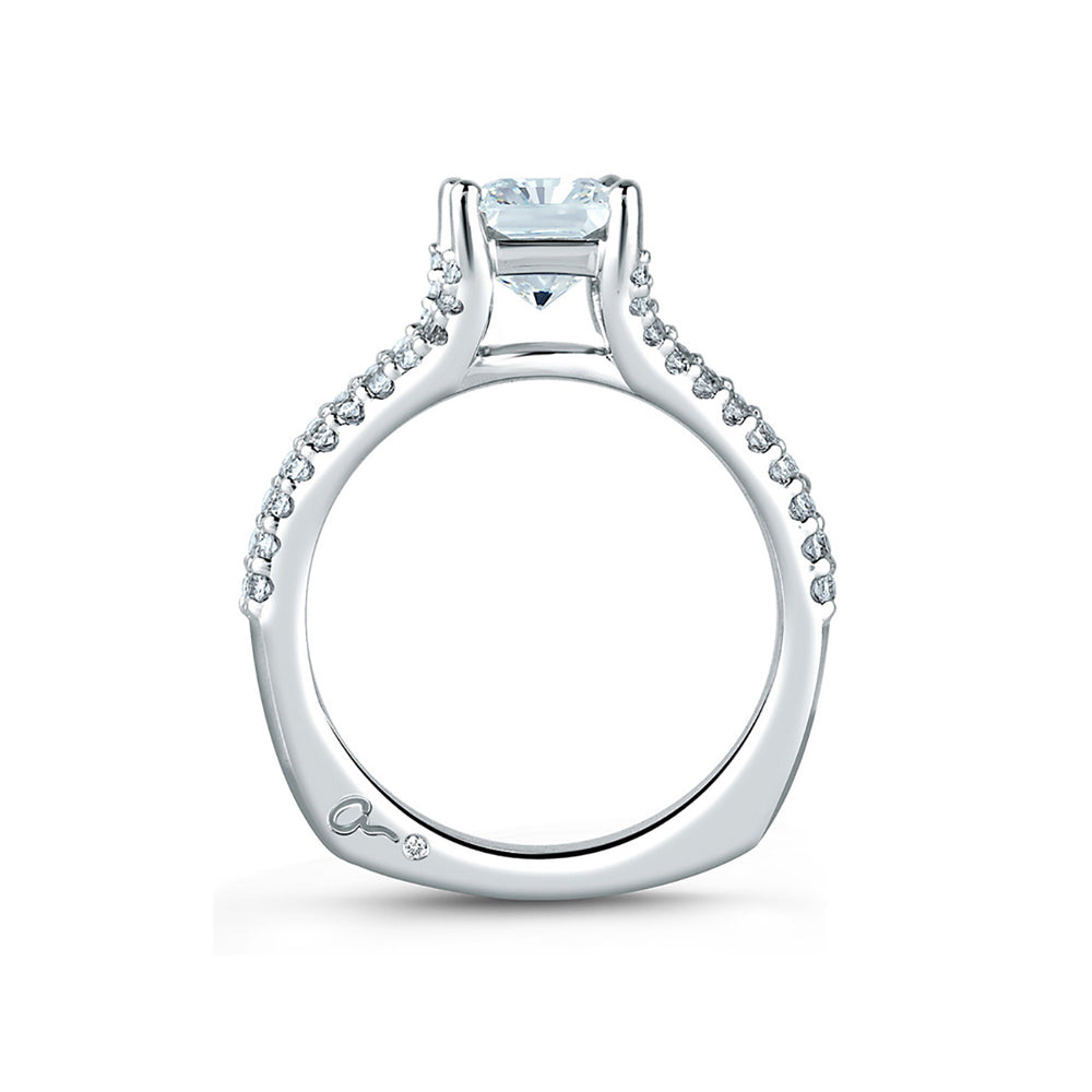 A.Jaffe Classic Split Shank Emerald Center Diamond Engagement Ring MES570/190