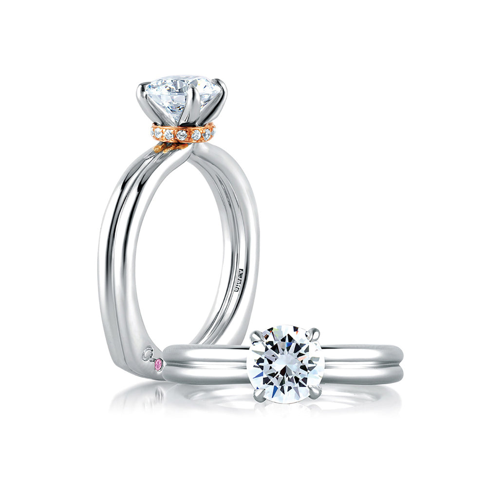 A.Jaffe Golden Diamond Collar Solitaire Engagement Ring MES581/56