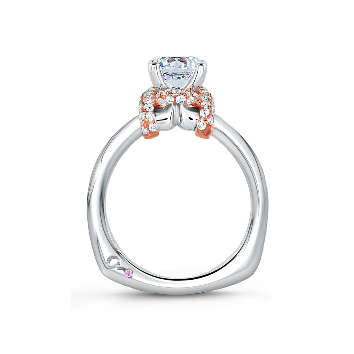 A.Jaffe Designer Pink Diamond Knot Flowing Shank Engagement Ring MES583/128