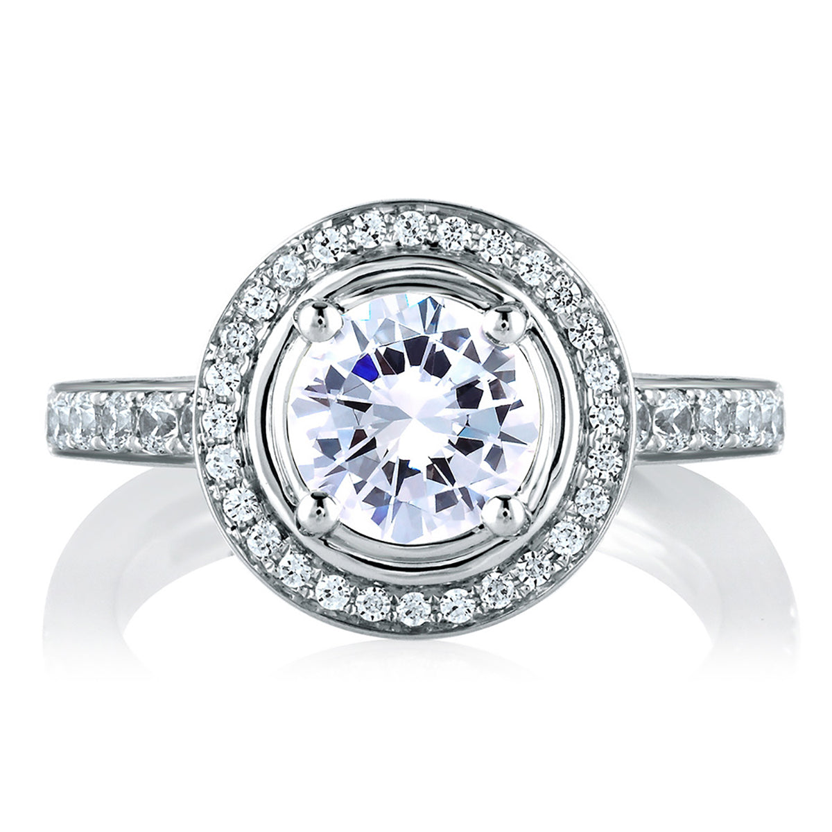 A.Jaffe Classic Bezel Halo Diamond Engagement Ring MES588/154