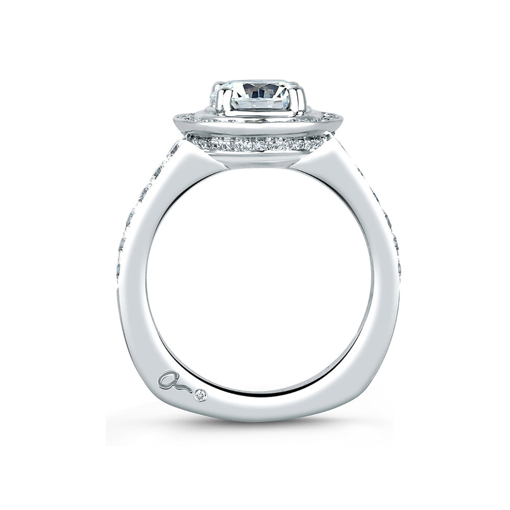 A.Jaffe Classic Bezel Halo Diamond Engagement Ring MES588/154