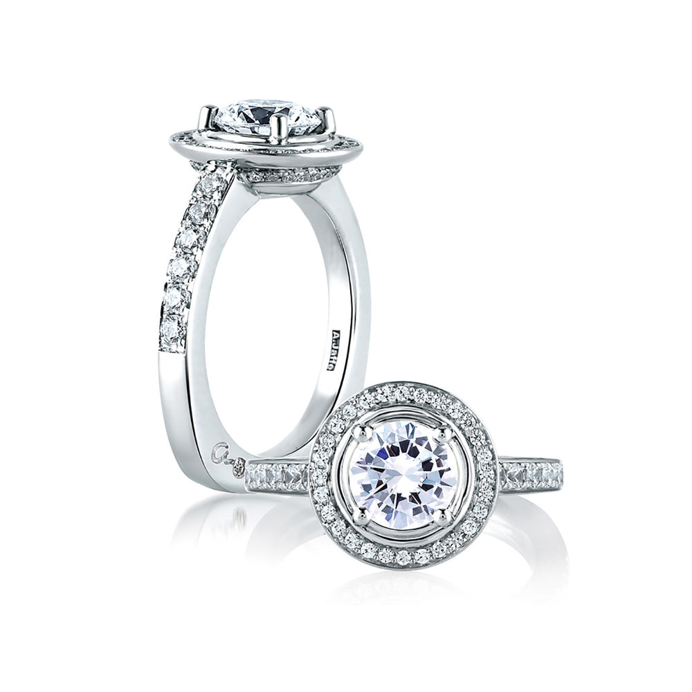 A.Jaffe Classic Bezel Halo Diamond Engagement Ring MES588/154