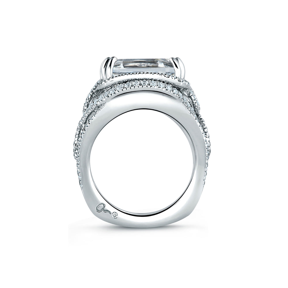 A.Jaffe Art Deco Square Emerald Cut Statement Diamond Engagement Ring MES604/112