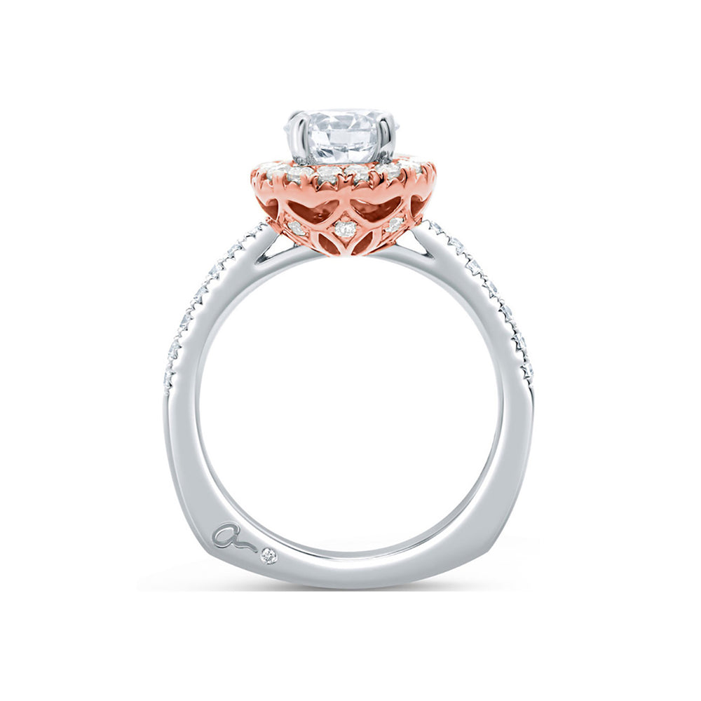 A.Jaffe Center of My Universe Rose Gold Diamond Halo Engagement Ring MES630/151
