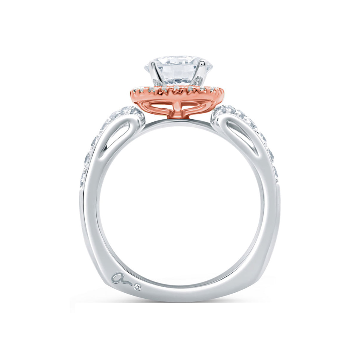 A.Jaffe Center of My Universe Rose Gold Diamond Halo Designer Engagement Ring MES636/148
