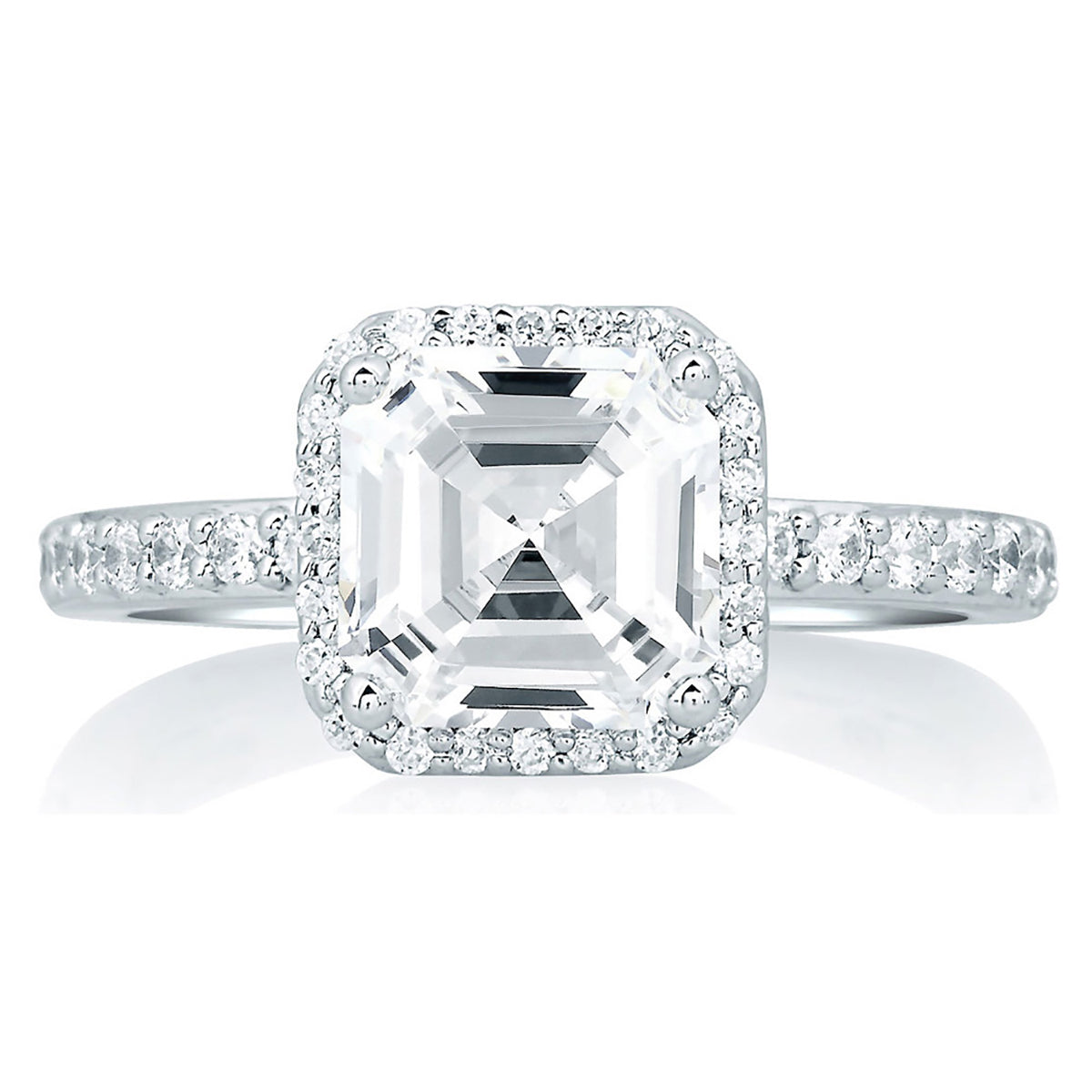 A.Jaffe Deco Tower Asscher Cut Halo Diamond Engagement Ring MES639/128