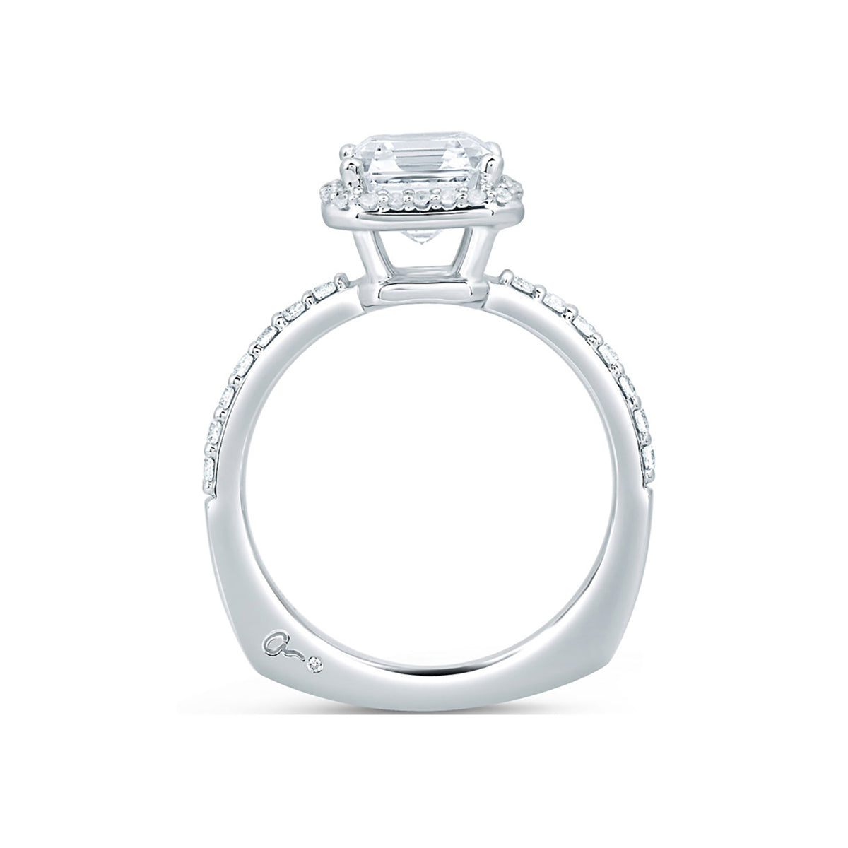 A.Jaffe Deco Tower Asscher Cut Halo Diamond Engagement Ring MES639/128