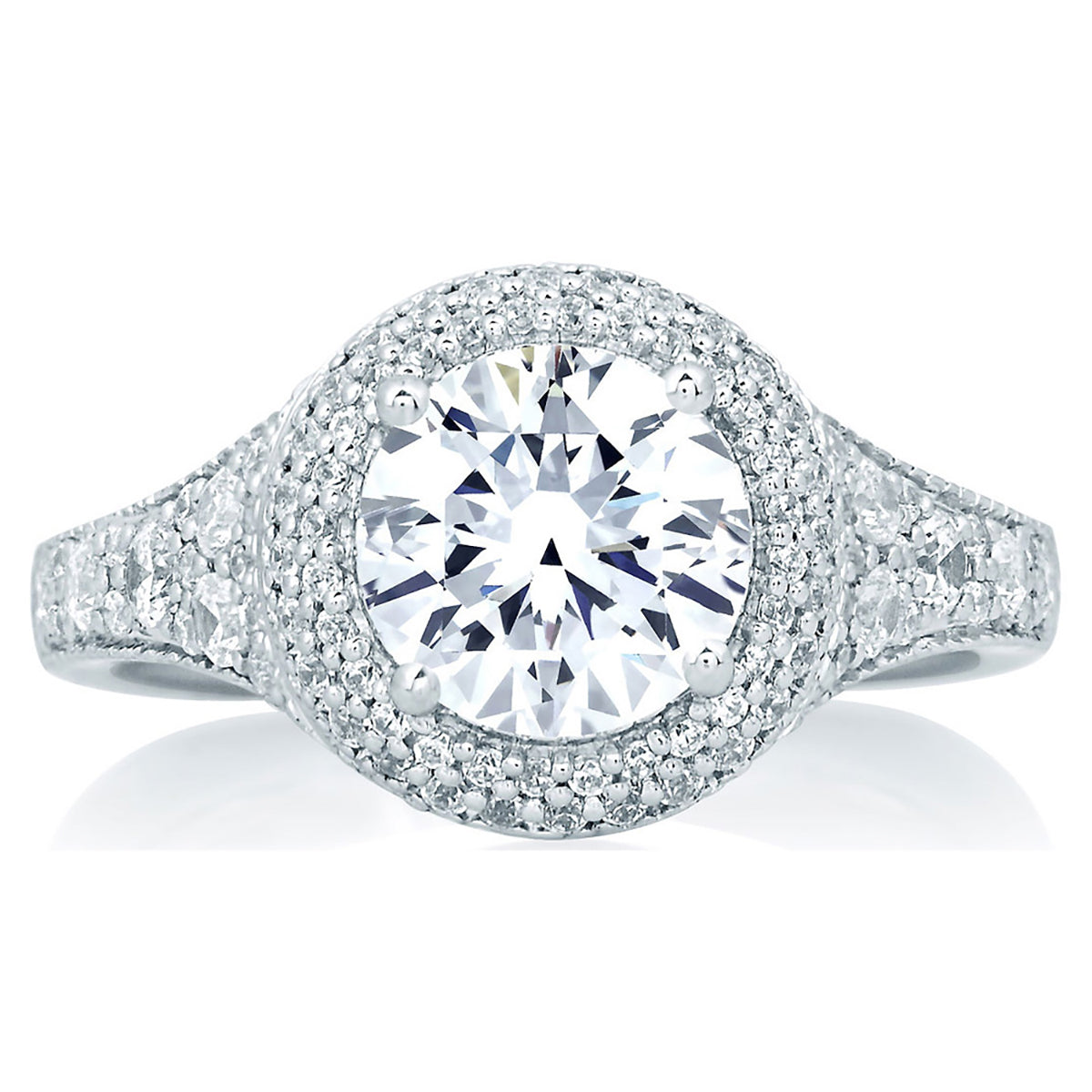 A.Jaffe Pavé Deco Double Round Halo Diamond Engagement Ring MES640/214