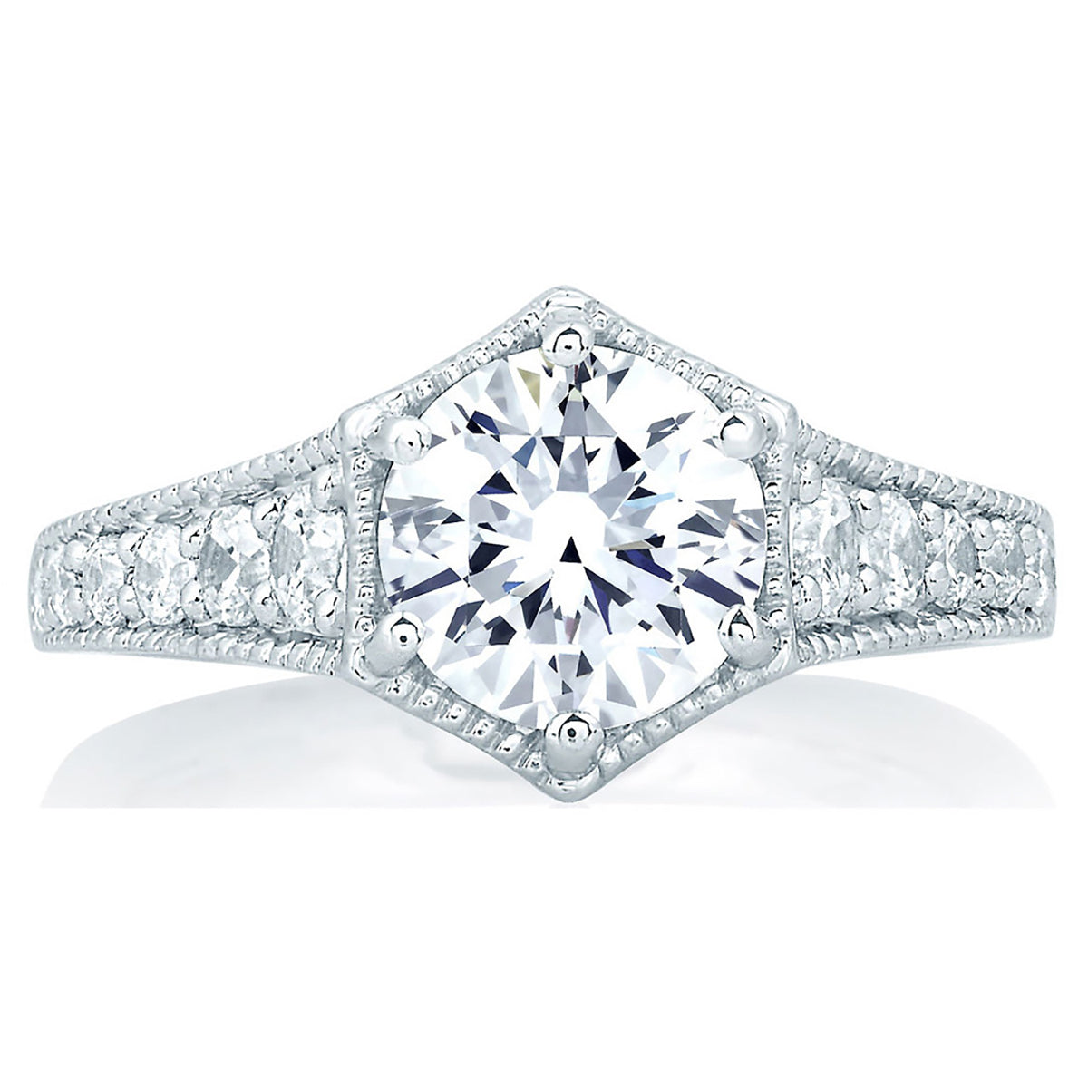 A.Jaffe Deco Pentilinear Pavé Diamond Engagement Ring MES646/106