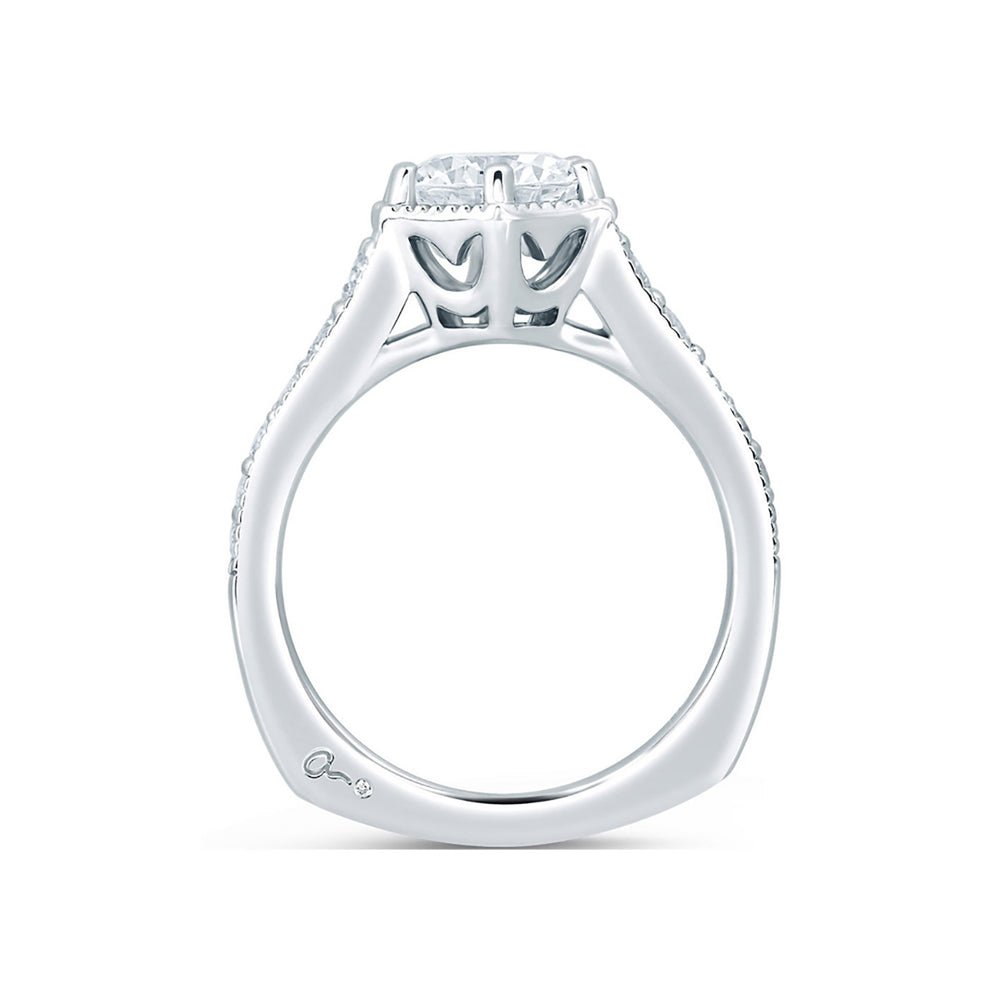 A.Jaffe Deco Pentilinear Pavé Diamond Engagement Ring MES646/106