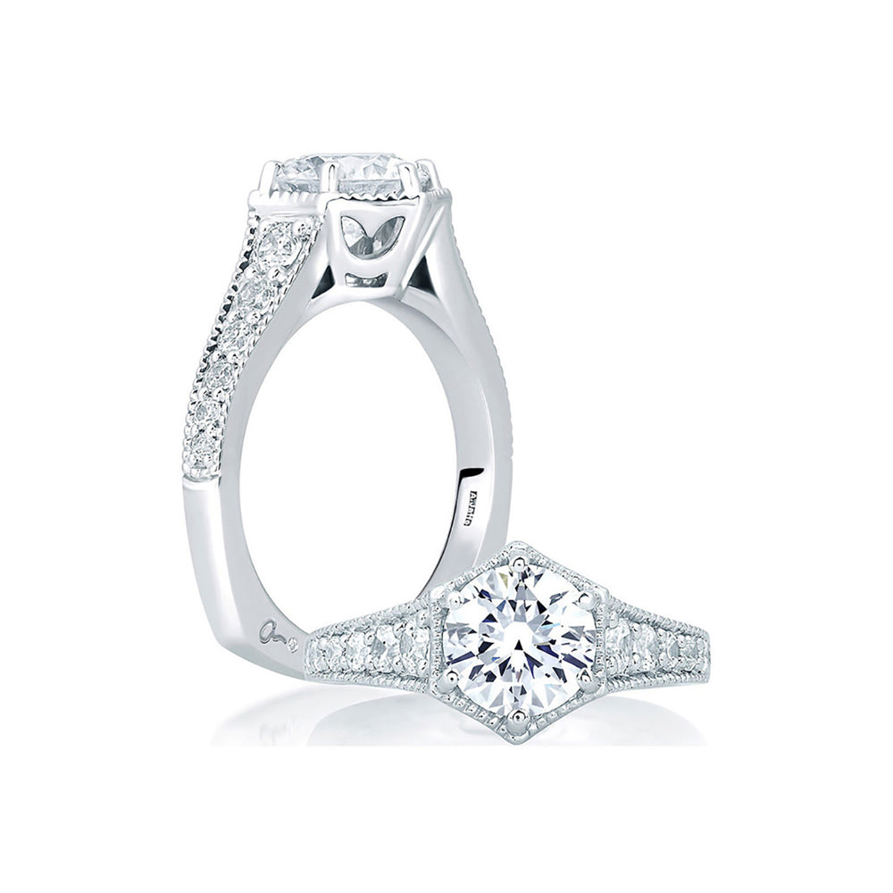A.Jaffe Deco Pentilinear Pavé Diamond Engagement Ring MES646/106