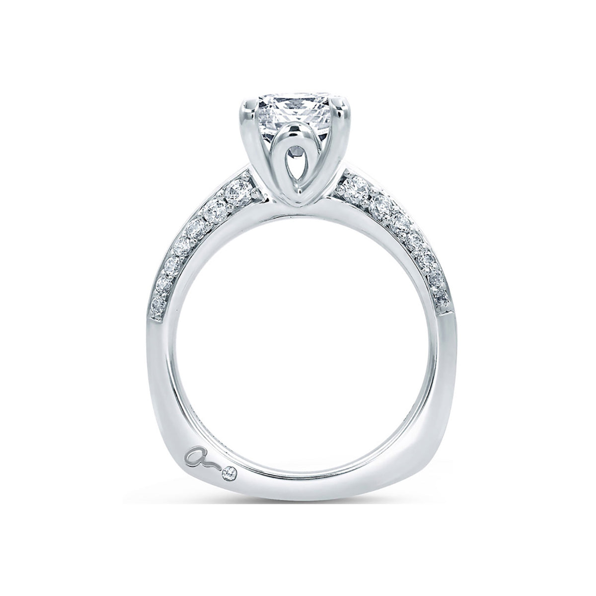 A.Jaffe Classic Knife Edge Round Center Diamond Engagement Ring MES669/41