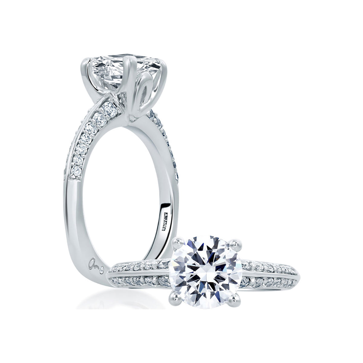 A.Jaffe Classic Knife Edge Round Center Diamond Engagement Ring MES669/41