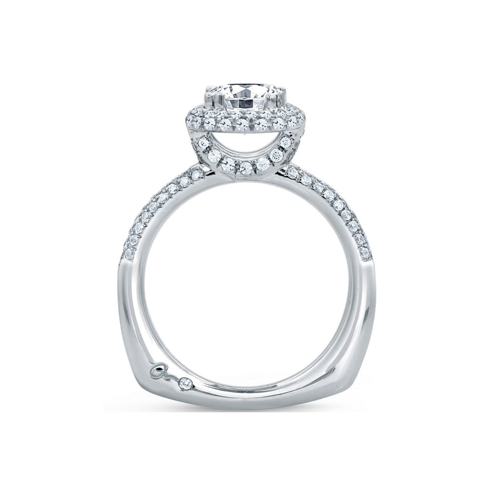 A.Jaffe Rollover Pavé Diamond Halo and Band Engagement Ring MES674/152