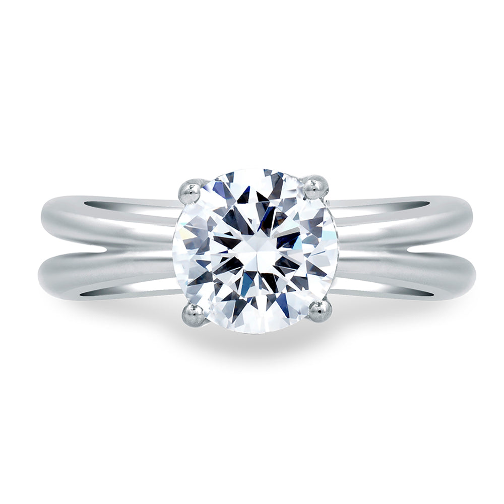 A.Jaffe Hidden Halo Split Shank Round Diamond Engagement Ring MES675/156