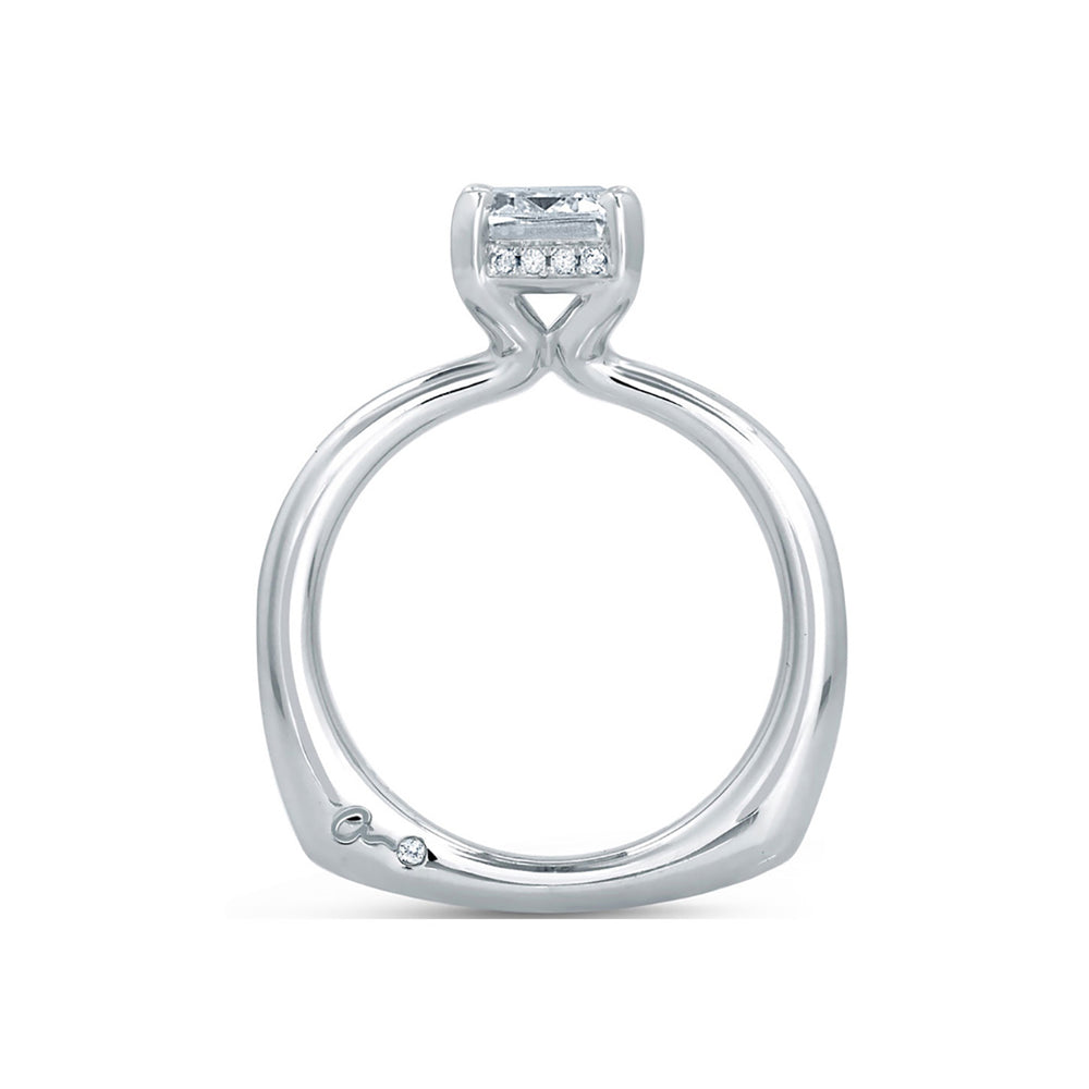 A.Jaffe Emerald Cut Delicate Pavé Peek-A-Boo Halo Diamond Engagement Ring MES677/107