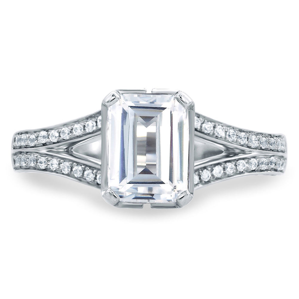 A.Jaffe New York City Skyline Inspired Emerald Cut Pavé Diamond Engagement Ring MES681/222