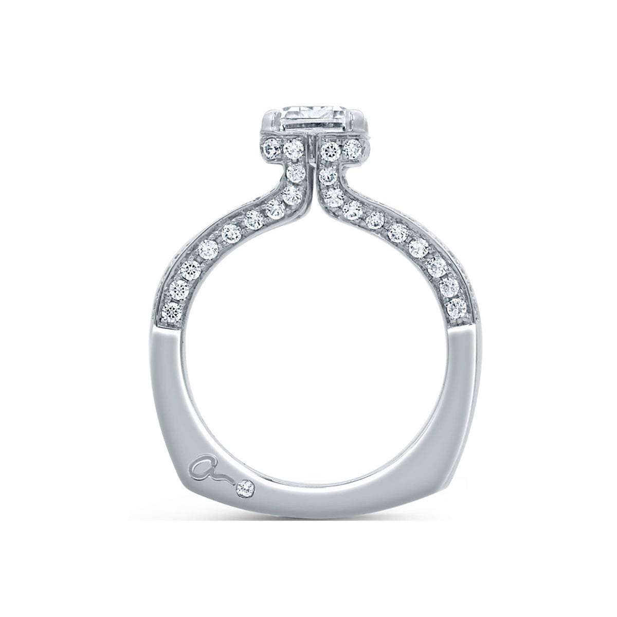 A.Jaffe New York City Skyline Inspired Emerald Cut Pavé Diamond Engagement Ring MES681/222