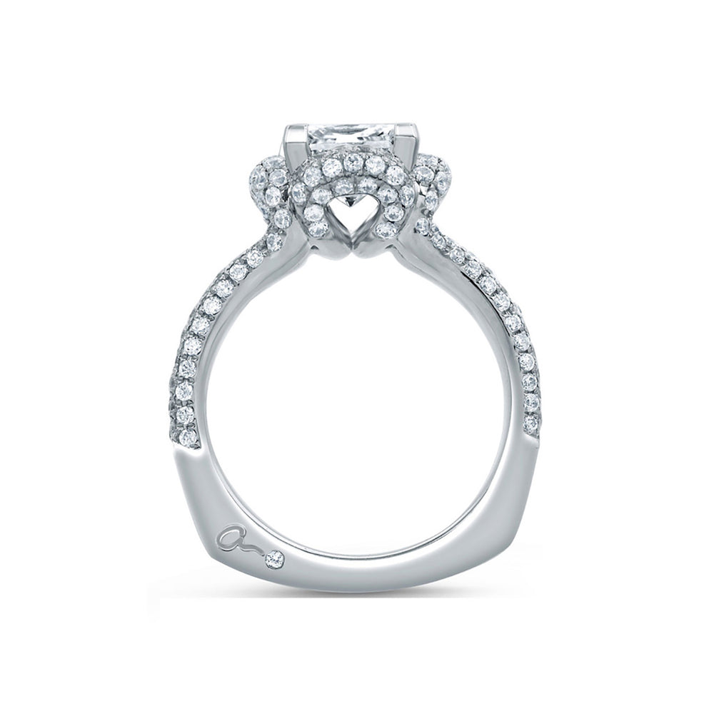 A.Jaffe Floral Princess Cut Split Shank Pavé Diamond Engagement Ring MES682/248