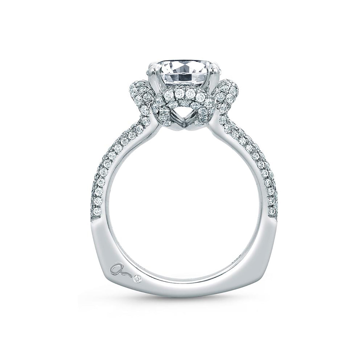 A.Jaffe Rollover Pavé Split Shank and Flower Halo Diamond Engagement Ring MES684/153