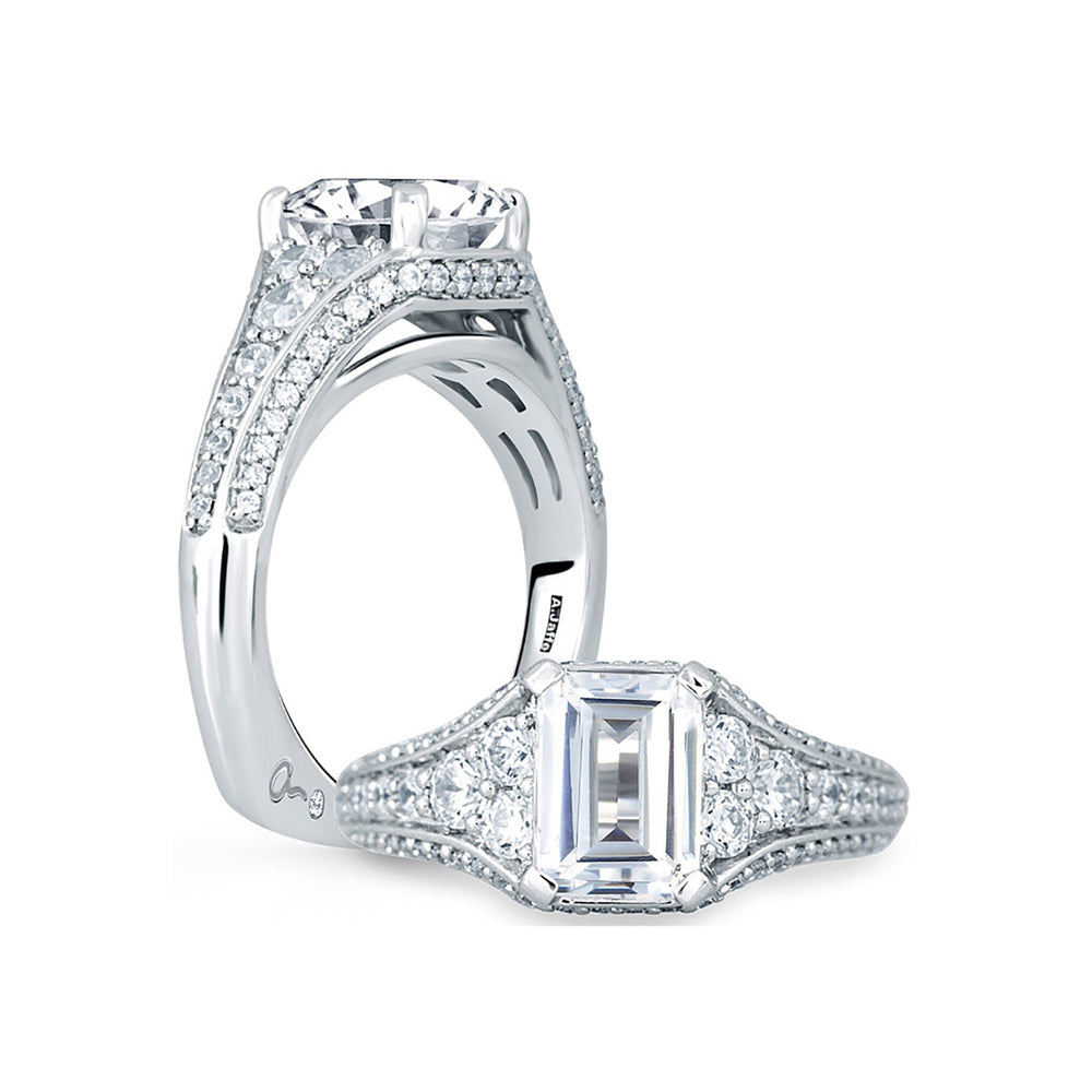 A.Jaffe Vintage Emerald Center Diamond Engagement Ring MES693/272