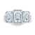A.Jaffe Classic Three Stone Emerald Cut Halo Engagement Ring MES694/435