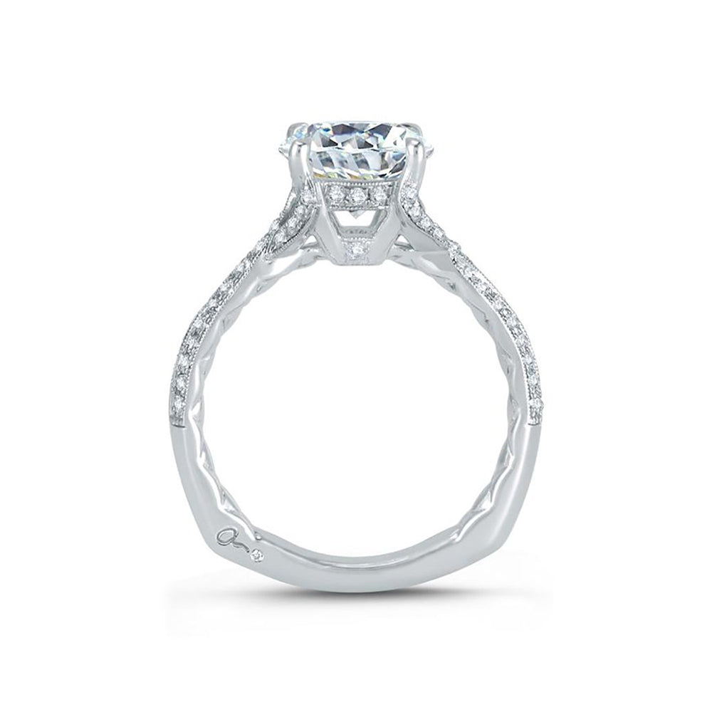 A.Jaffe Delicate Twisted Split Shank Micro Pave Round Diamond Quilted Engagement Ring MES741Q/231