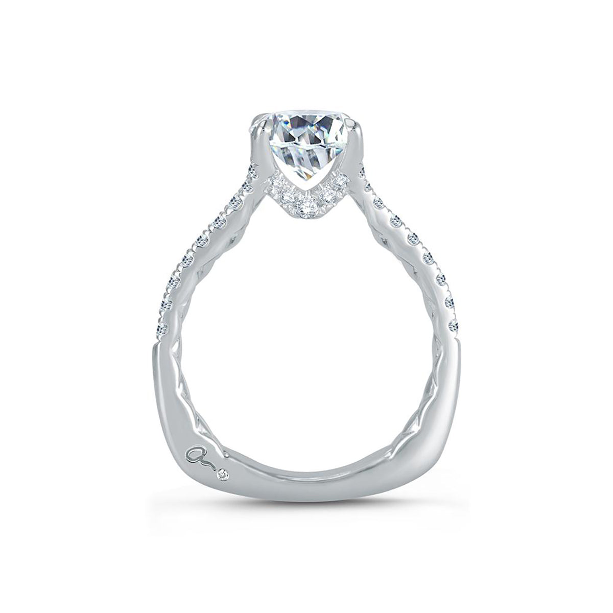 A.Jaffe Split Shank Unique Diamond Gallery Quilted Engagement Ring MES742QB/180