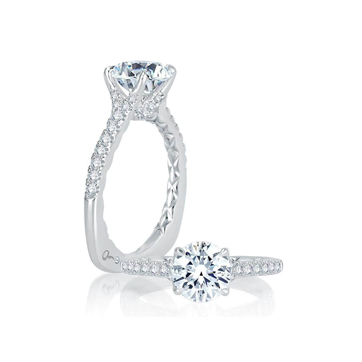 A.Jaffe Split Shank Unique Diamond Gallery Quilted Engagement Ring MES742QB/180