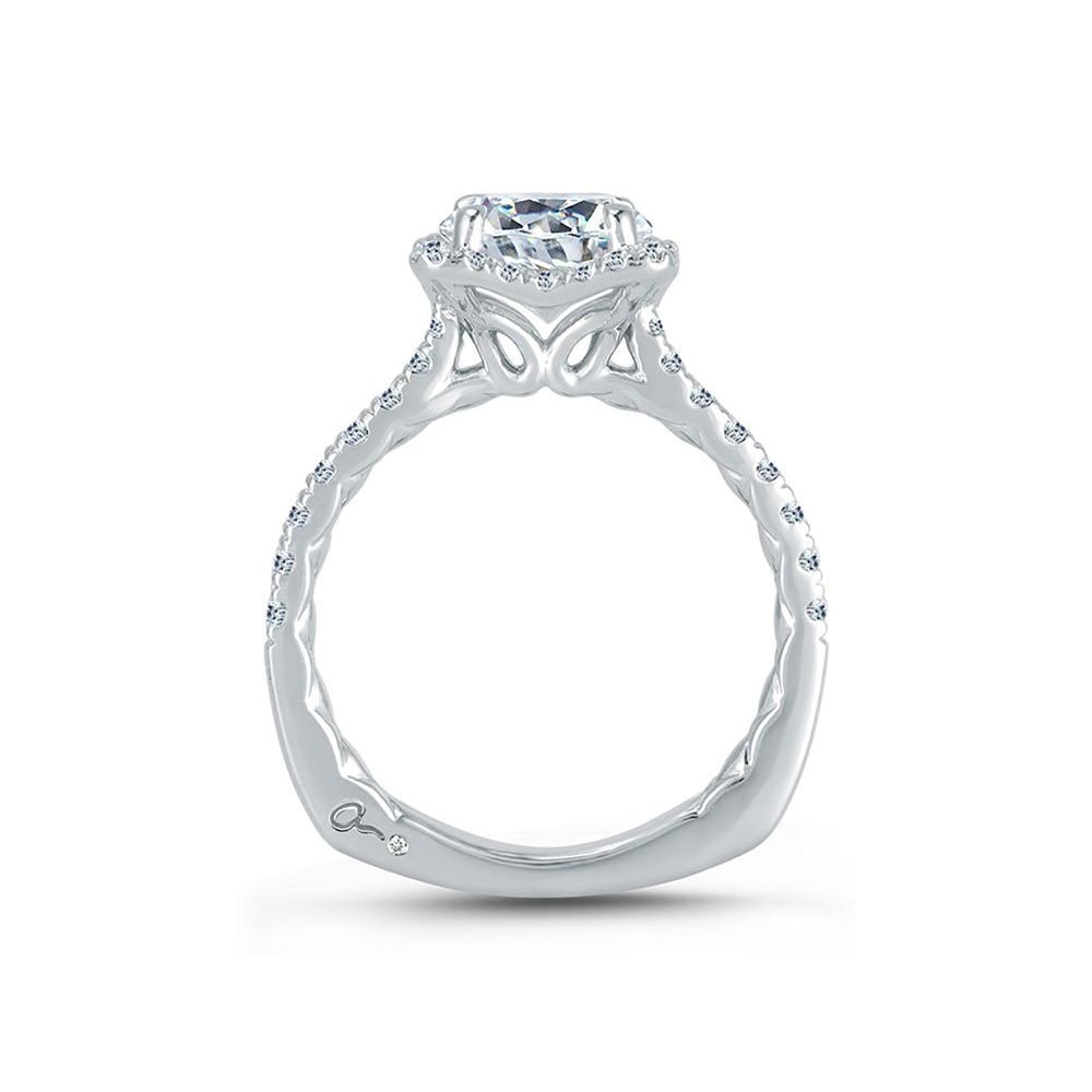 A.Jaffe Squared Halo with Round Center Diamond Quilted Engagement Ring MES750Q/113