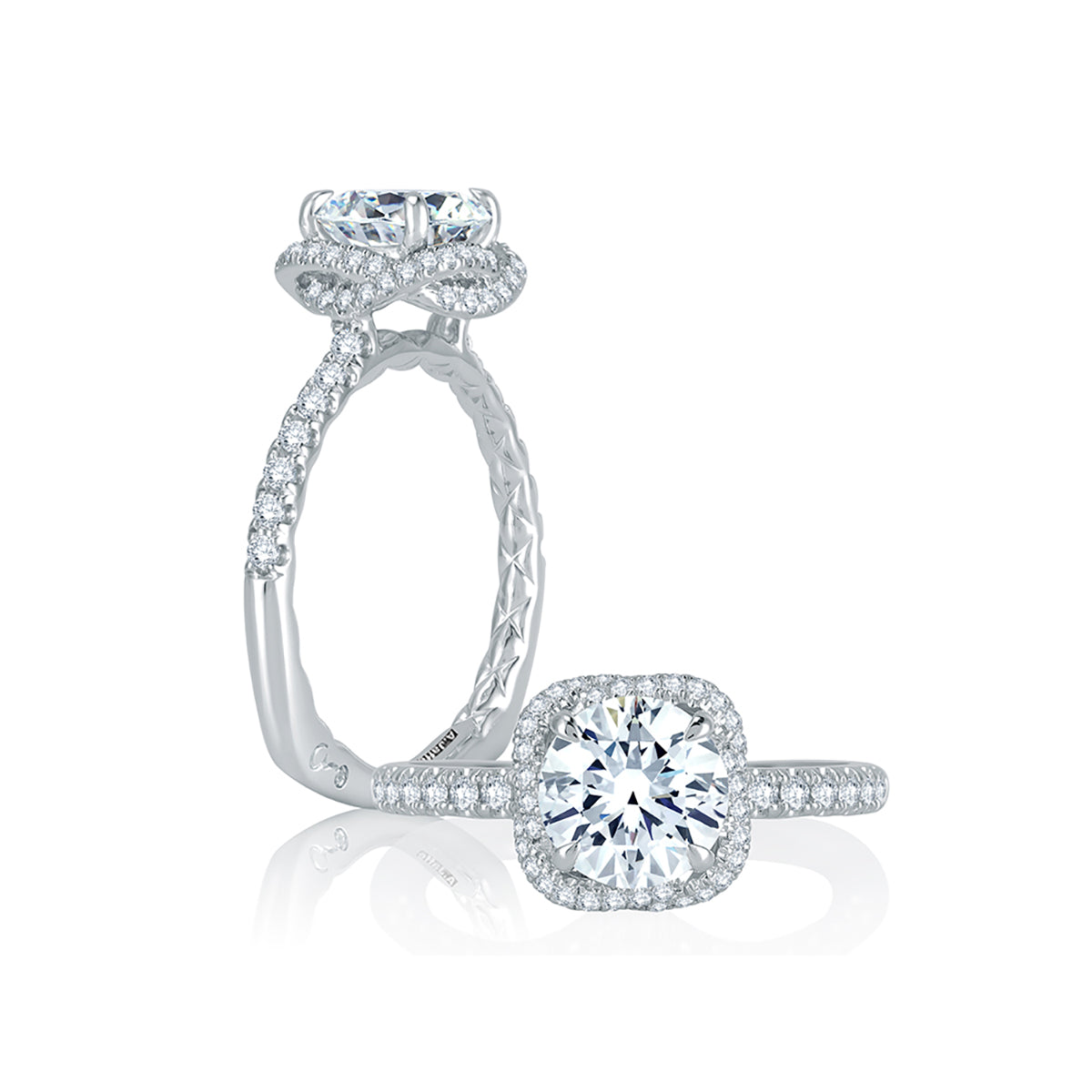 A.Jaffe Intertwined Diamond Halo Quilted Engagement Ring MES769Q/121