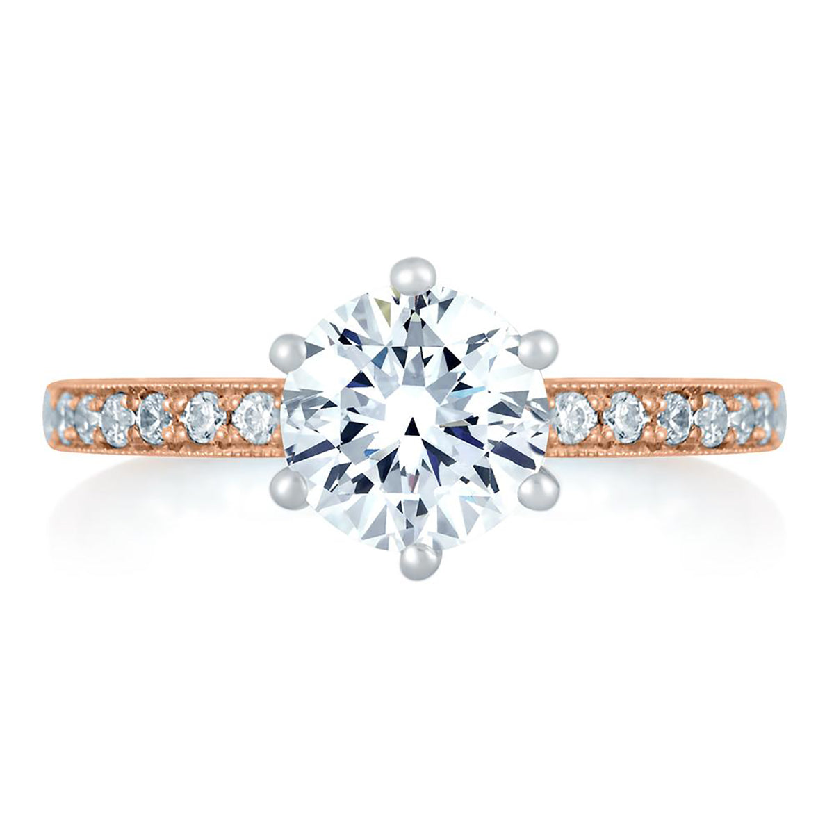 A.Jaffe Two Tone Diamond Engagement Ring with Delicate Rose Gold Quilted Interior MES775Q/116