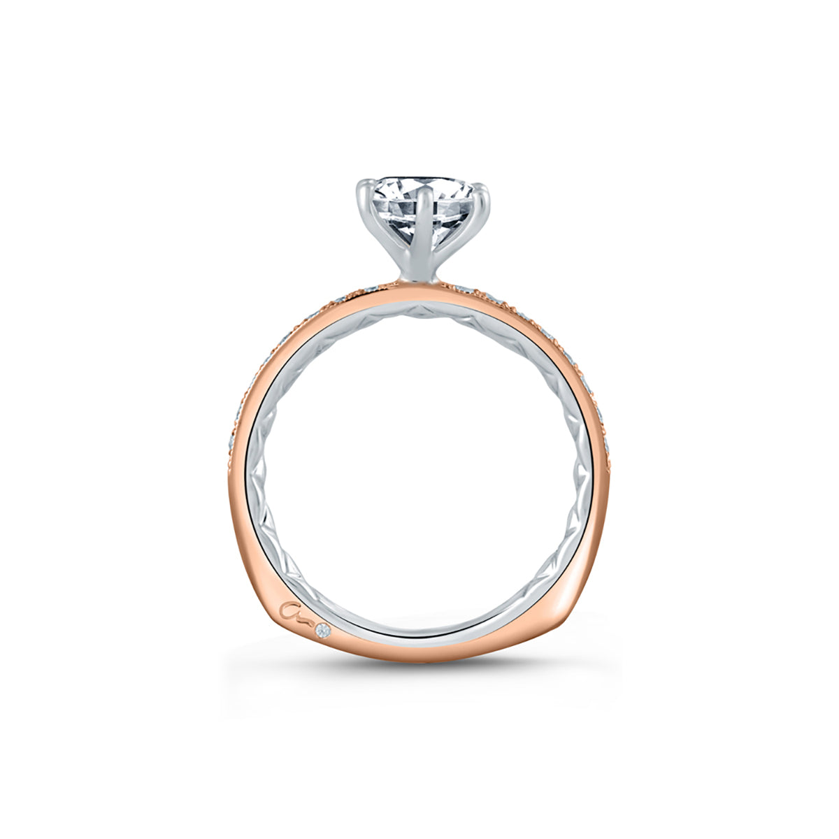 A.Jaffe Two Tone Diamond Engagement Ring with Delicate Rose Gold Quilted Interior MES775Q/116
