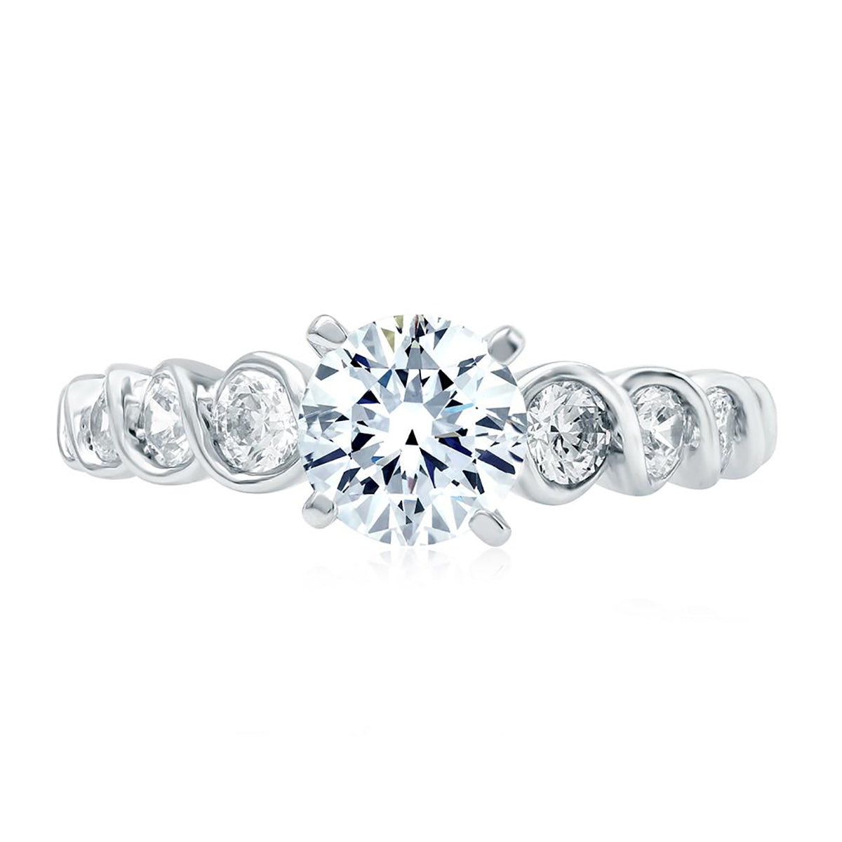 A.Jaffe Diamond Wave Shank Engagement Ring MES823/55