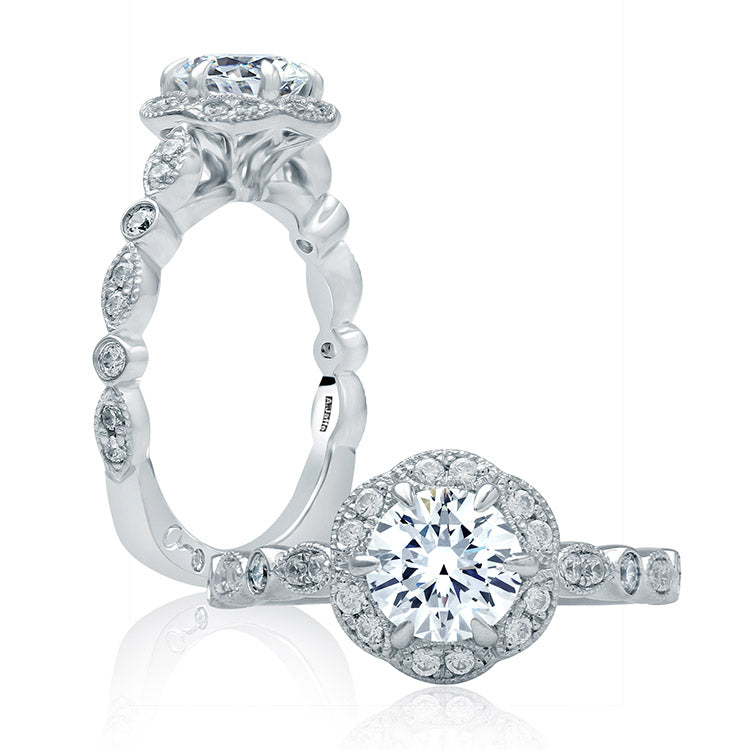 アクセサリー SELMA CRYSTAL RING A.Jaffe Floral Halo Alternating Diamond Shank Engagement