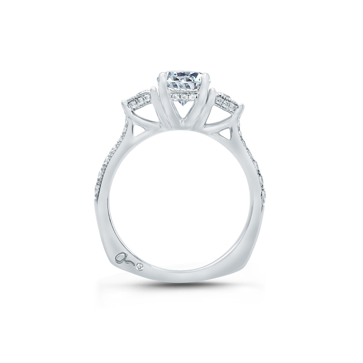 A.Jaffe Intricate Side Stone Diamond Engagement Ring MES829/130