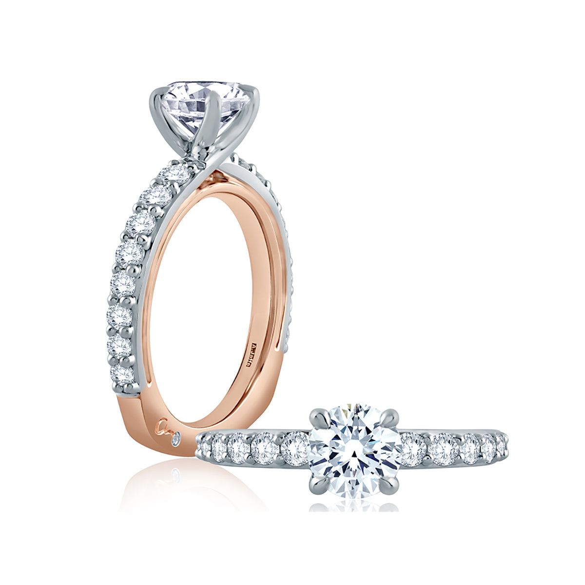 A.Jaffe Two Tone Shared Prong Diamond Engagement Ring MES847/164