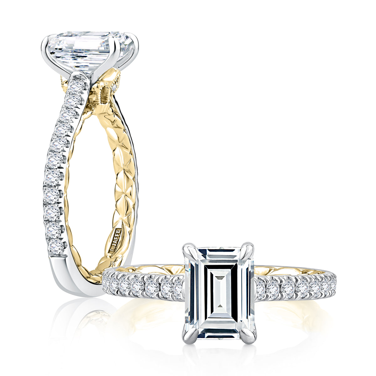 A.Jaffe Modern Royals Empire Emerald Diamond Quilted Engagement Ring MESEC2505Q/199