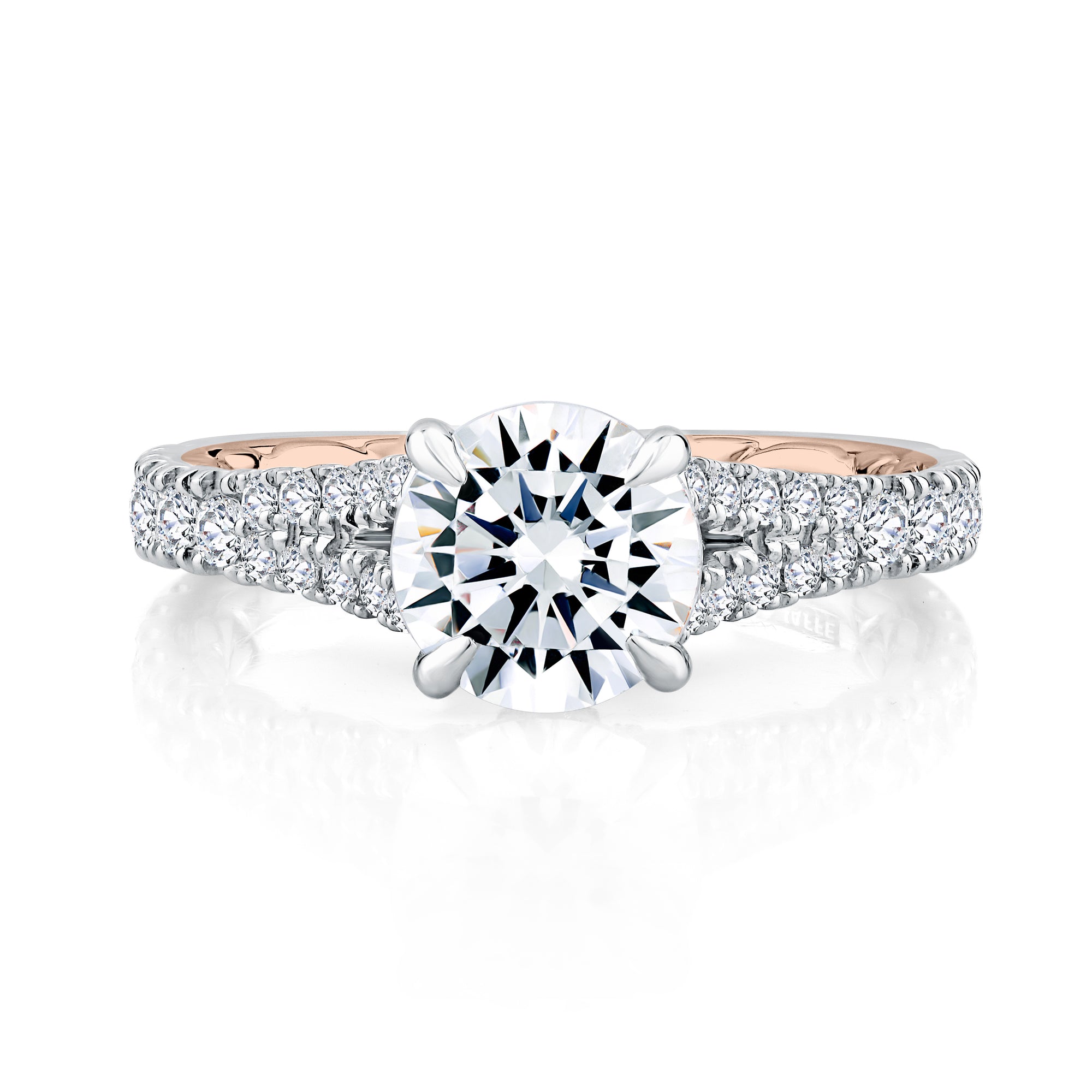 A.Jaffe Modern Royals Regal Split Shank Round Diamond Quilted Engagement Ring MESRD2506Q/205