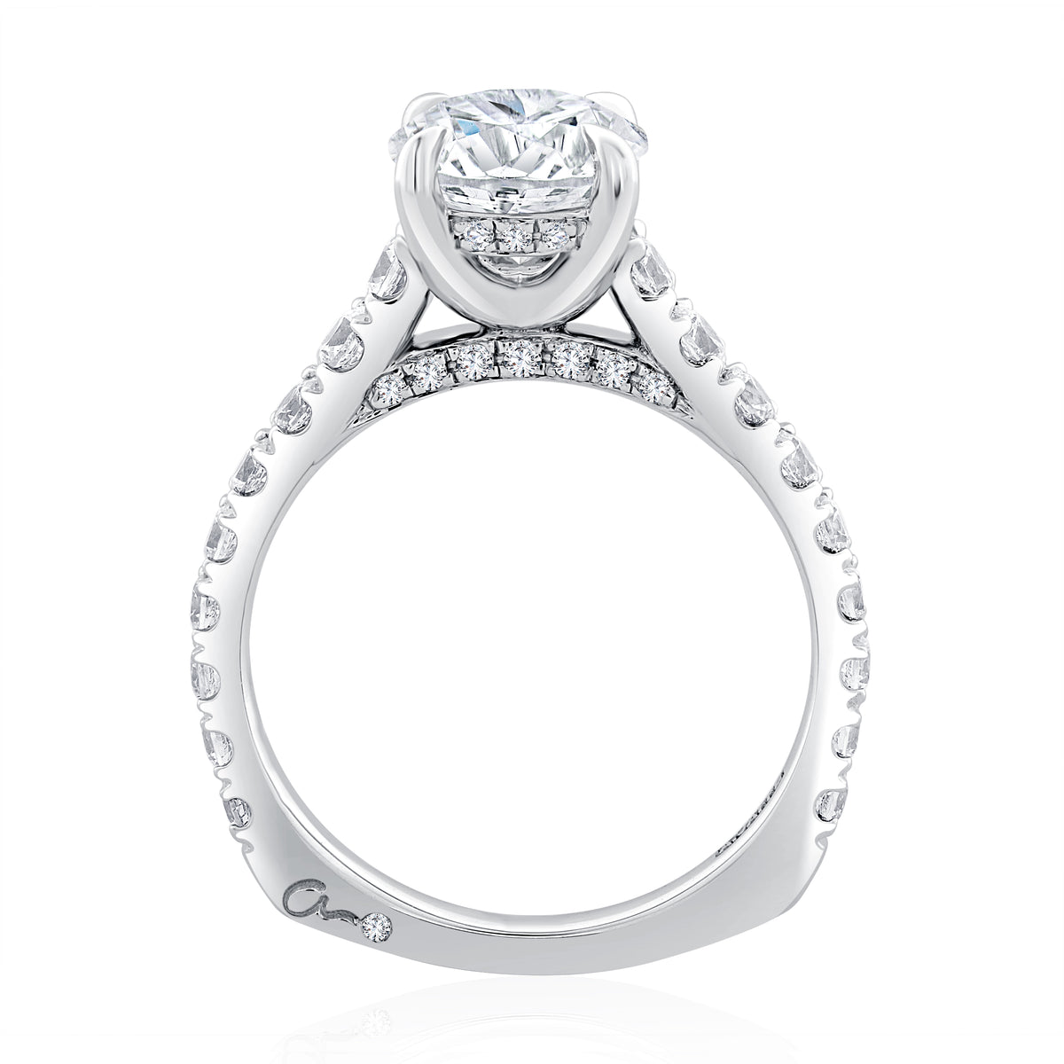 A.Jaffe Signature Diamond Peek-A-Boo Halo with Gallery Accent Engagement Ring MESRD2774/232