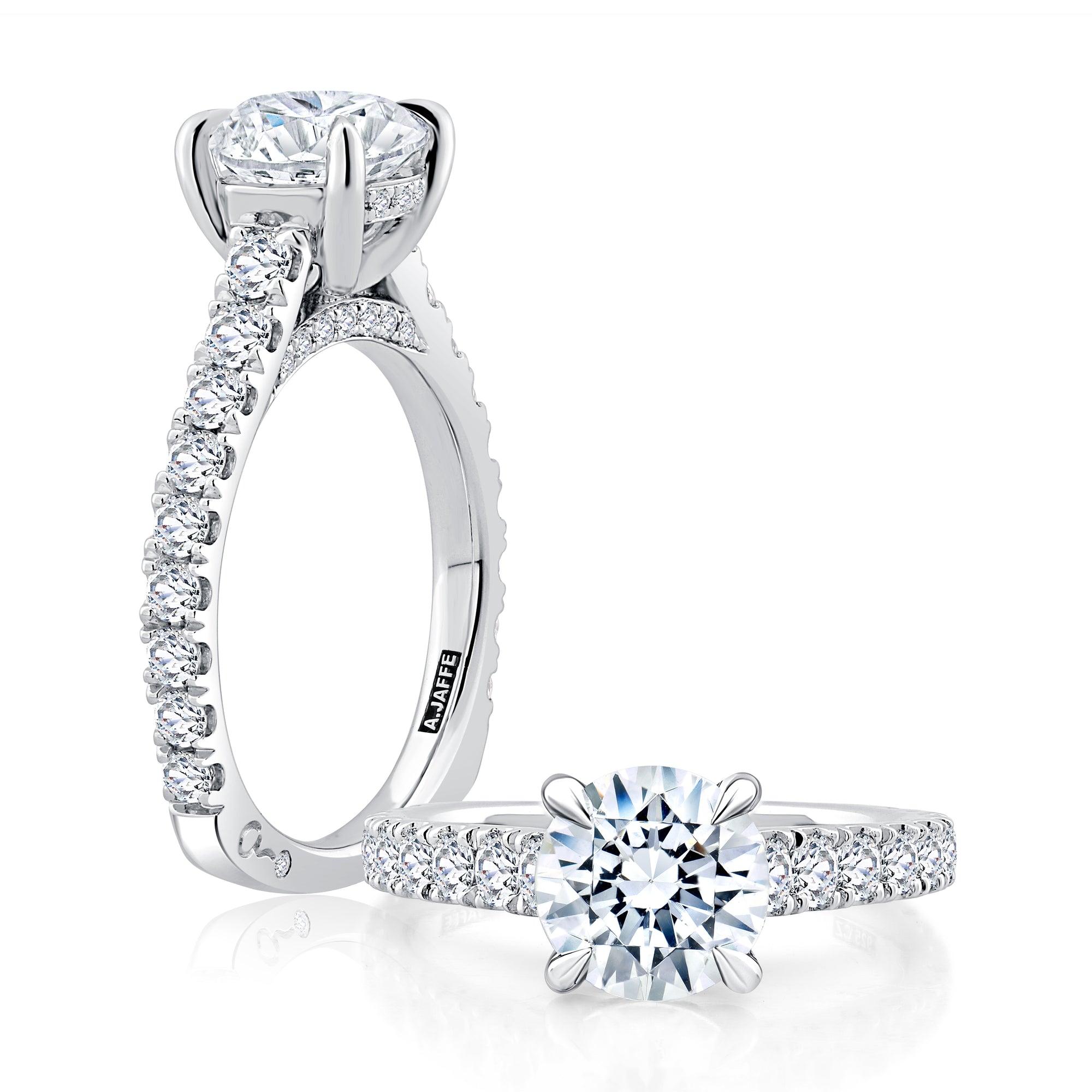 A.Jaffe Signature Diamond Peek-A-Boo Halo with Gallery Accent Engagement Ring MESRD2774/232