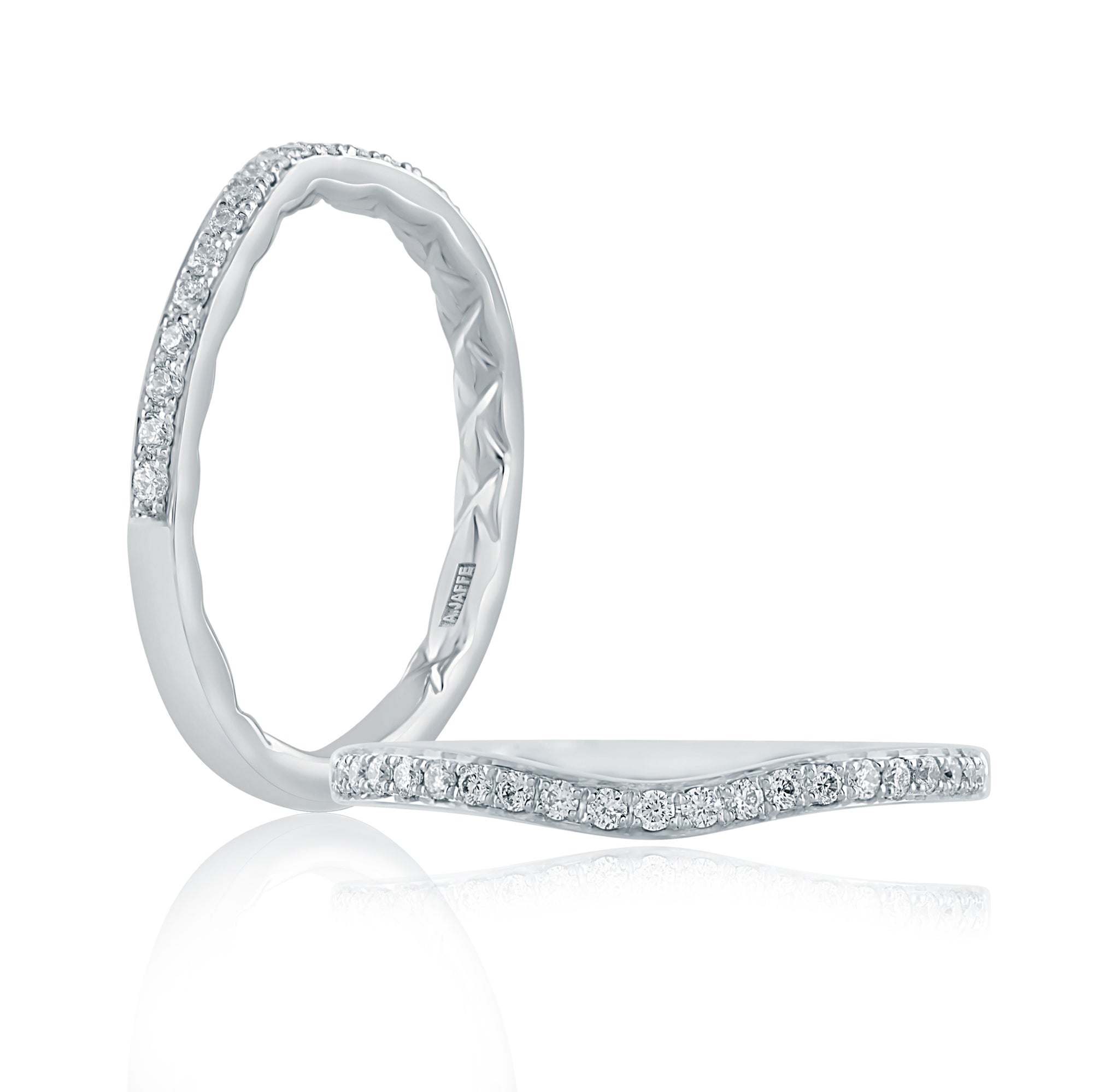 A.Jaffe Contoured Micro Pavé Diamond Quilted Wedding Band MR2025Q/16